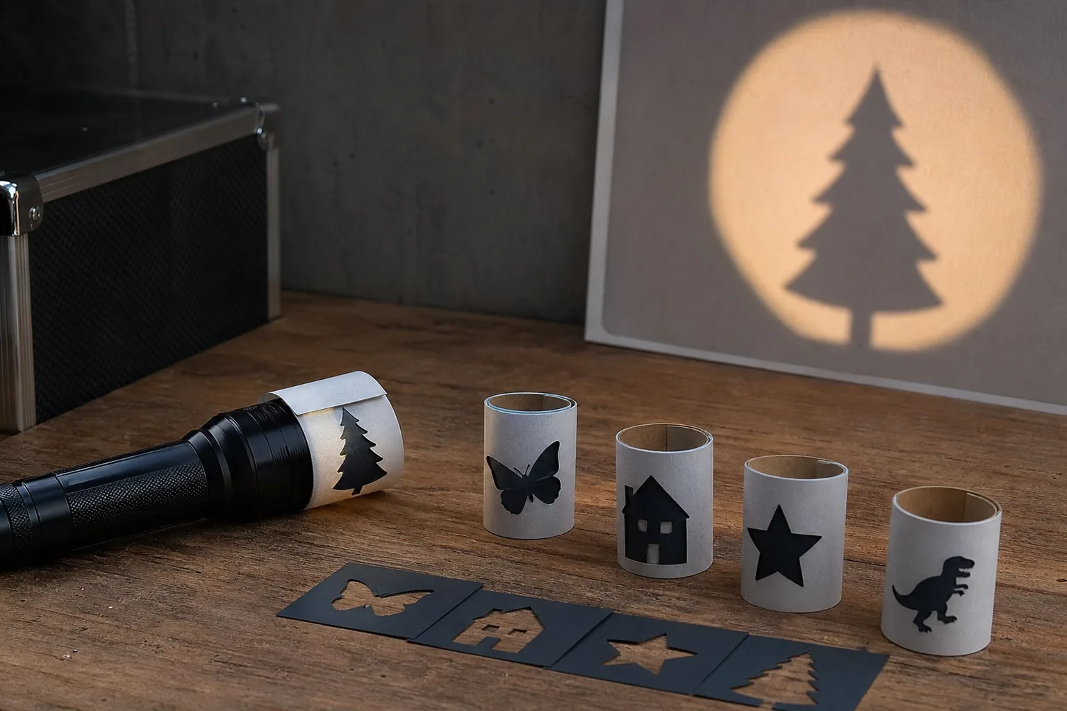 Taschenlampe als Schattenwerfer gestalten: Kreative DIY-Idee fuer Familien
